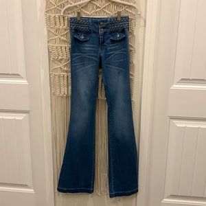 Braided top high rise flare out jeans